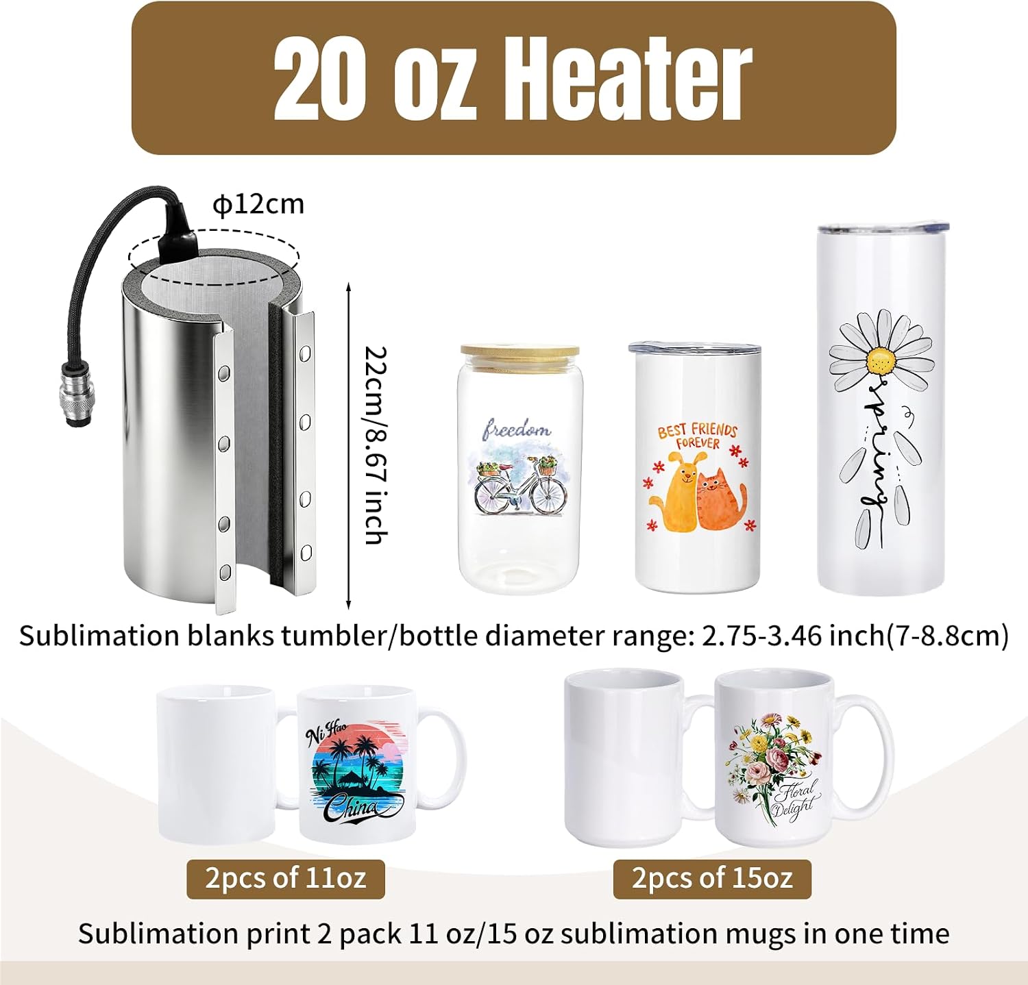 3-in-1 Sublimation Tumbler Hea - Sublimation Mug White review and price